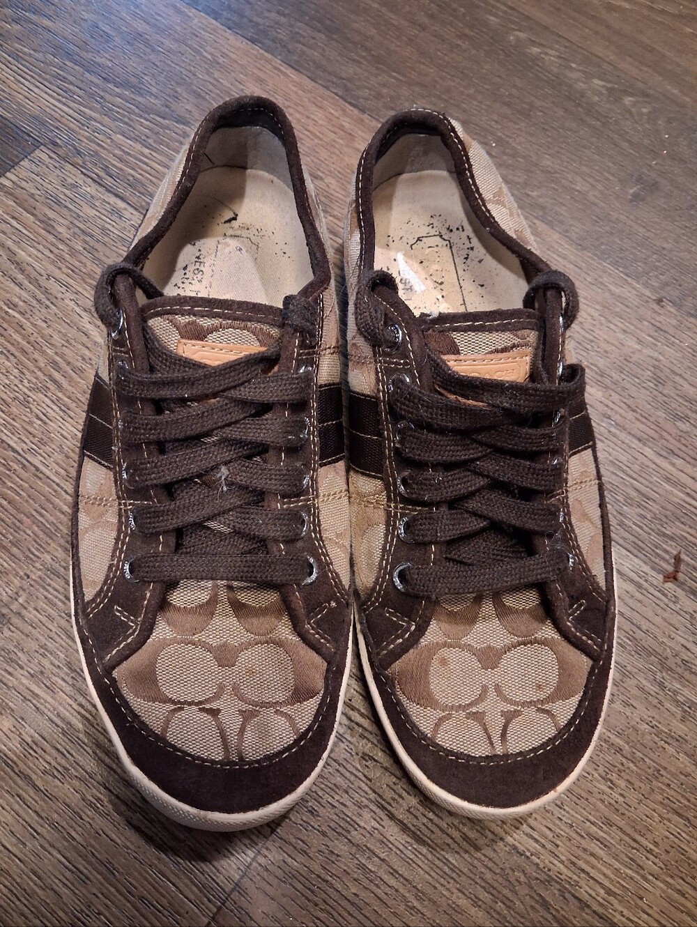 COACH BRAD 8m brown logo suede leather signature khaki shoe sneaker